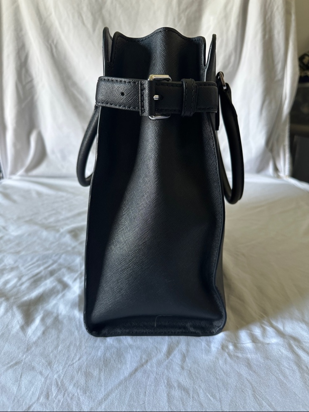 Michael Kors Black Leather Top-Handle Satchel with Silver Hardware - Picture 6 of 7